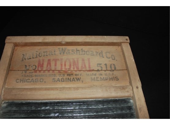 Antique Washboard, National Washboard Company Number 510, Glass Washboard 12.5 In X 24 In