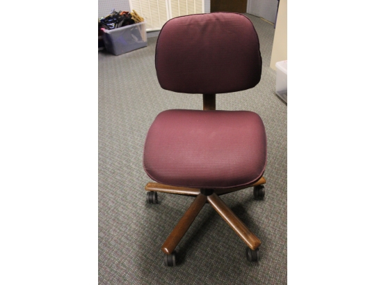 Old Desk Chair On Rollers, No Tears, Wooden Legs, Rolls Well