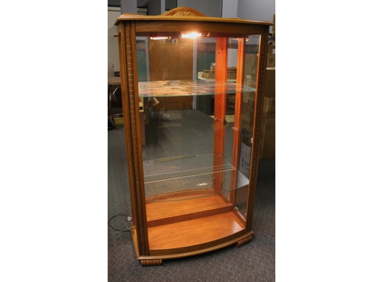 Glass Curio Cabinet, Lighted 2 Shelves, Spot Were Shelf Could Be Added