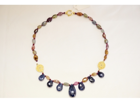PMJ Stamped Multi Stone Necklace   #45