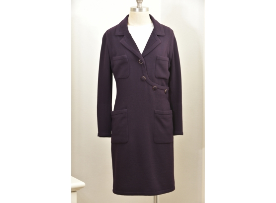 Chanel Boutique Wool And Silk Purple Skirt Suit