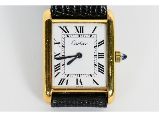 Cartier Vintage Ladies Tank Watch 18K Gold Electroplated Hand Winding