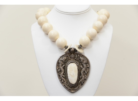 Howlite White Agate Dragon Spade Pendant Necklace Jewelry Lot 7