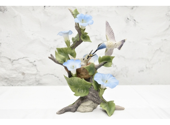 Boehm Blue-Throated Hummingbirds With Morning Glories 40476 Ltd Ed 297 Of 750