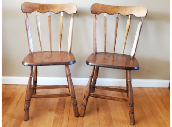 Pair Of Vintage Rock Maple Side Chairs 16 X 17 X 33
