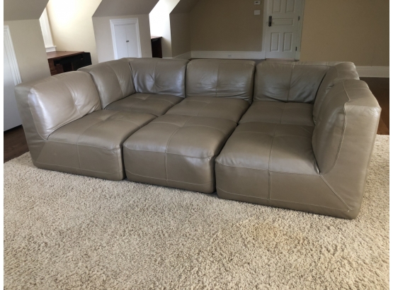 Chateau D'Ax Six Piece Gray Leather Modular Sectional Sofa