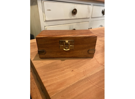 Small Wooden Box With Brass Clasp