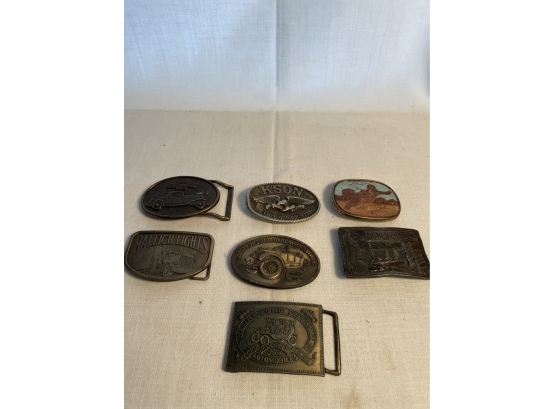 7 Belt Buckles- Some Are Solid Brass
