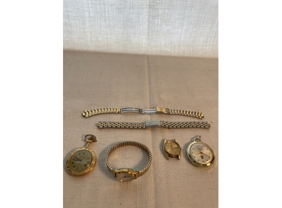 6 Vintage Watch Parts - Seiko- Andre Rivalle Pocket Watch 17 Jewels