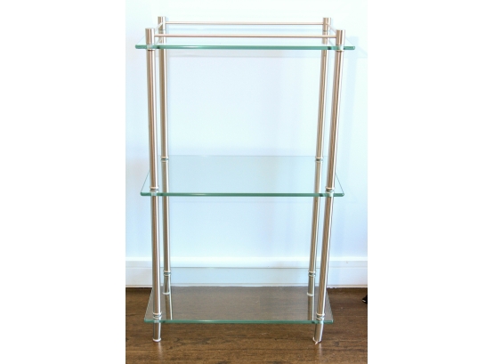 Glass And Polished Nickel Bathroom Shelf - 3 Tier