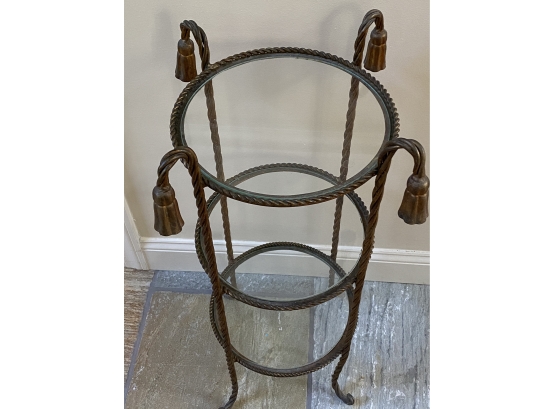Brass And Glass Three Shelf Table