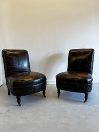 Pair Of Leather Accent Chairs