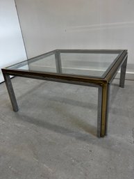 1970's Willy Rizzo Style Brash And Chrome Square Coffee Table