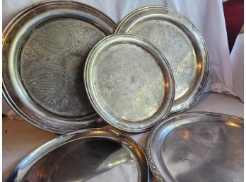 Vintage Lot Of Stainless(?) Serving Platters
