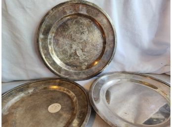 Vintage Sugico Stainless 3 PC Chargers Or Serving Plates