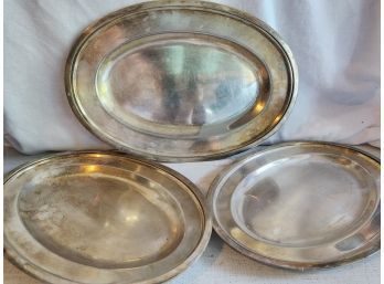 Vintage Sugico Japan  Stainless Two Toned Gold And Silver Oval Platters