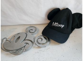 Disney Store Youth Mickey Hat And Metal Mickey Trivet