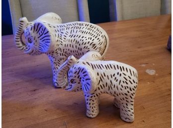 Two Ceramic Elephants Made In Mexico