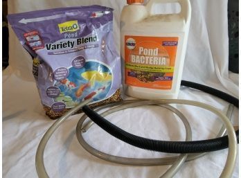 Pond Care Lot With Water Treatment, Food, Filter And Pump
