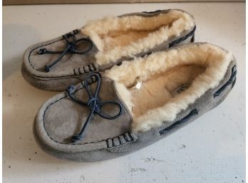 Ugg Suede And Sherpa Treaded Slippers, Size 6