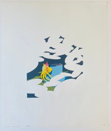 Original Kenneth Price ( 1935-2012) Signed Color Screenprint, Titled 'Kauai Crab Cup' Numbered 55 / 60.