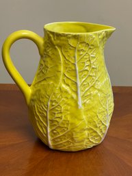 Yellow SECIA 7.5' Pitcher - Cabbage Leaf Pattern Made In Portugal (USPS Shipping , #rd Party UPS Or Pickup)