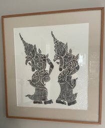 Vintage Thai Temple Charcoal Rubbing - (Pickup & UPS 3rd Party Shipping Available)