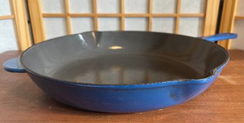11 Handled Cast Iron #26 Skillet - French Blue Exterior Made In France- ( Pickup Or UPS 3rd Party Shipping )