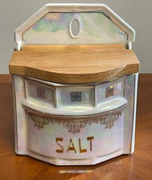 Vintage Lidded Wall Mounted Salt Box Made In Czechoslovakia -  (Pickup Or USPS Shipping)