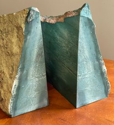 Pair Of Green Marble($) Bookends - Raw Edge - (Pickup Or USPS Shipping Available)