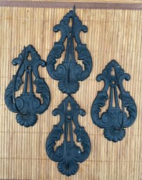 Set Of 4 Victorian Cast Iron 5 Wall Mount Bill/Ticket Hooks (Pickup Or USPS Shipping Available)