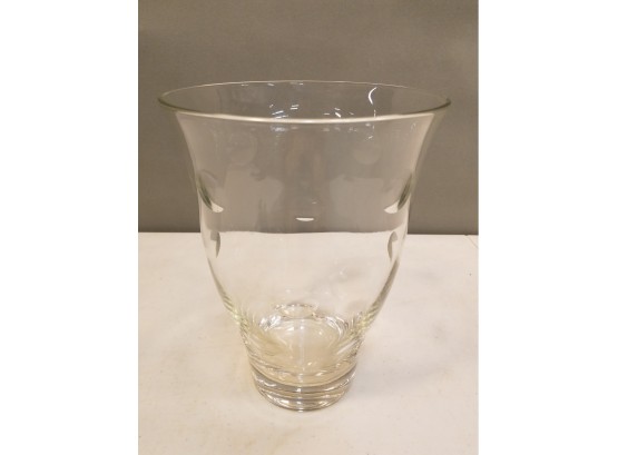 Fine Crystal Glass Vase With Ground Oval Optical Dots, 10' High X 7' Diameter