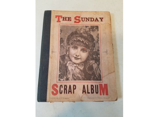 Antique 1880 The Sunday Scrap Album, Sunday School Activity Scrapbook, Completed C.1887, 6' X 7.5'