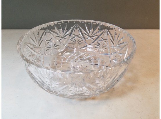 Brilliant Crystal Diamond & Leaf Pattern Bowl, 8.25'D X 3.75'H