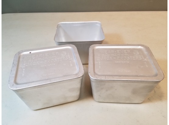 Set Of 3 Vintage Wear Ever Jack Frosters Aluminum Containers, 5.25' X 4.25' X 3.5'