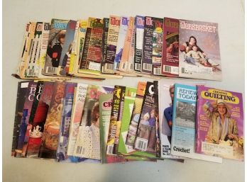 39 Piece Lot Of 1980s Quilting Crochet Knitting Workbasket Home Arts Magazines