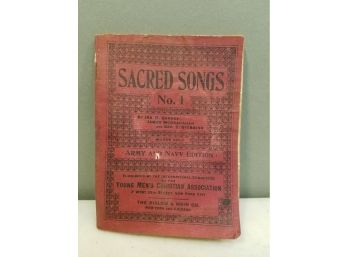 1898 Sacred Songs No.1, Army & Navy Edition, YMCA Young Men's Christian Association NYC, Words Only, 4' X 5.5'