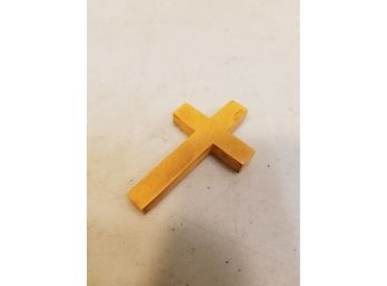 Vintage Carved Butterscotch Bakelite Cross Crucifix, 2.5' X 1.5' X 1/4'