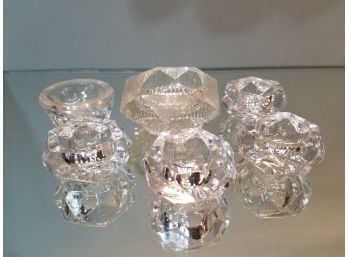 Set Of 6 Vintage Cut & Pressed Crystal Glass Salts