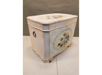 Lilacs Painted Wooden Storage Box, Hinged Lid, 20w X 13d X 16h Inches