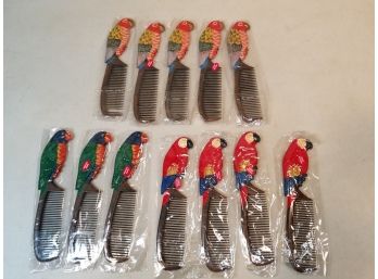 Lot Of 12 Parrot Combs In Packaging, 3 Types, 8' Long, New Unused