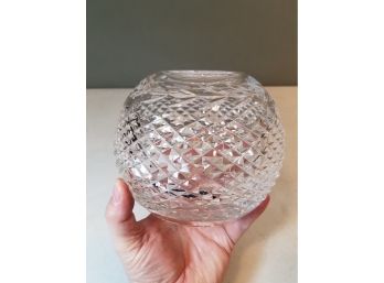 Brilliant Crystal Diamond & Leaf Pattern Vase, 6'd X 5.5'h