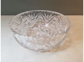 Brilliant Crystal Diamond & Leaf Pattern Bowl, 8.25'D X 3.75'H