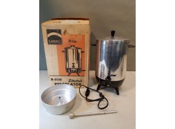 Vintage Mirro M-0130 Electric Coffee Percolator, 30 Cup, In Box, Working, 15'h X 10'w X 10'd
