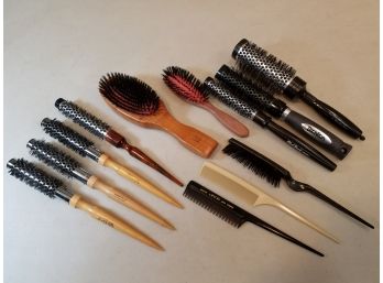 Lot Of Hair Care Brushes, Boar Bristle, Spornette G-40, Sanglier Pur 1750, Tecnica, Curl Tex #3, Phase One 102