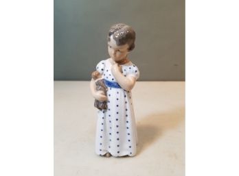 Vintage 1954 Royal Copenhagen Girl With Doll Figurine No. 3539, LDX Denmark, Repaired, 5.75'