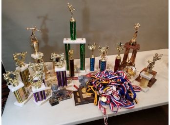 Large Lot Of Estate Trophies & Awards For Parts