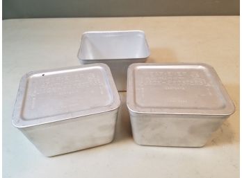 Set Of 3 Vintage Wear Ever Jack Frosters Aluminum Containers, 5.25' X 4.25' X 3.5'