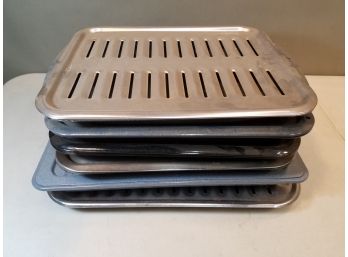 Lot Of 6 Broiler Pans, Ranging From 12.5' X 18' To 12.75' X 16'