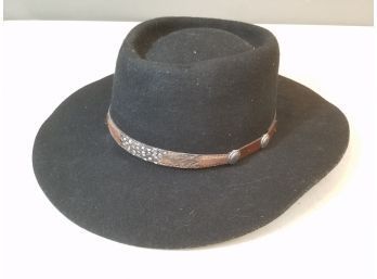 Broner Black Cowboy Hat, 100 Wool, Size Medium, Made In USA WPL 4384